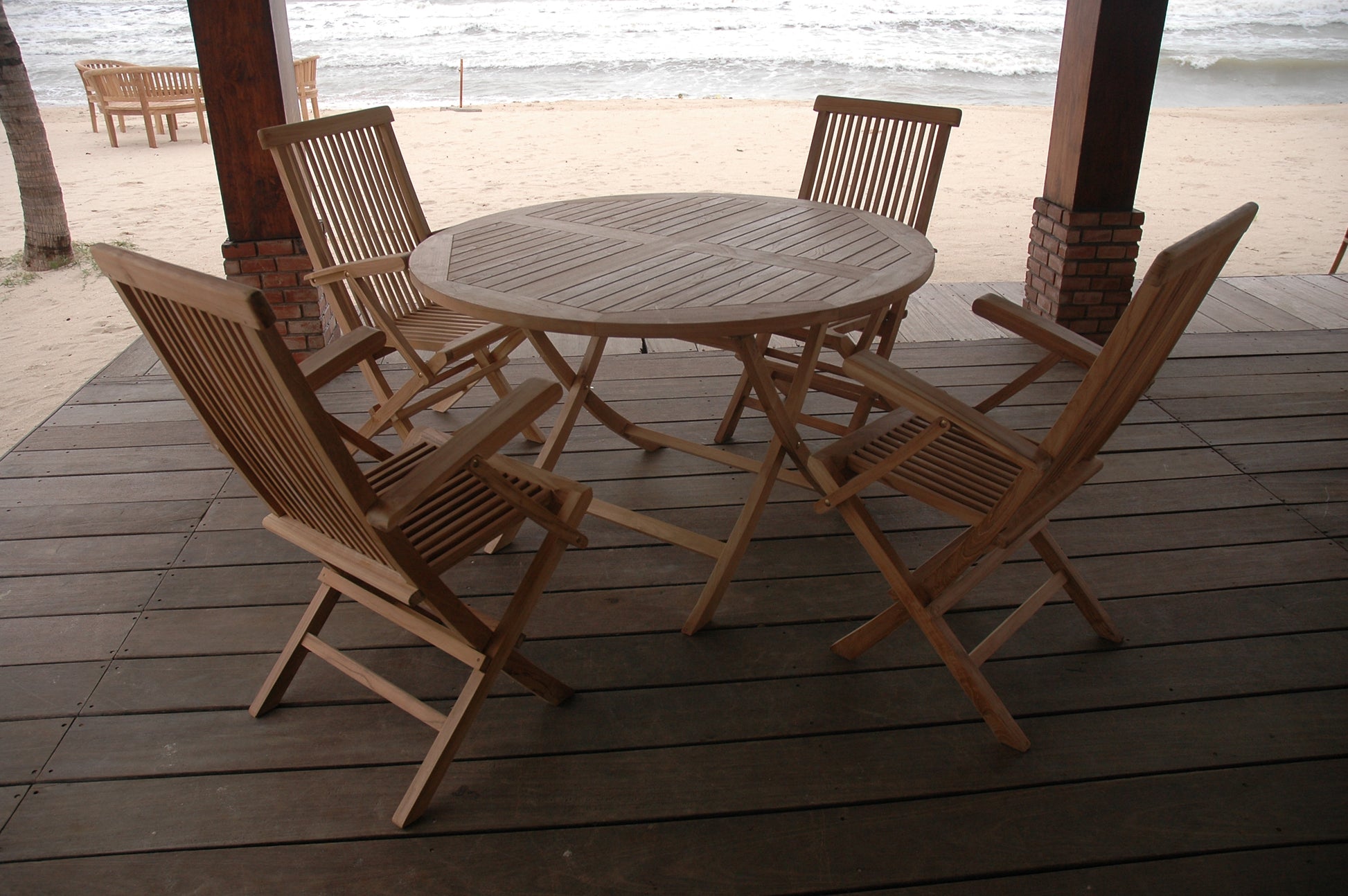 Bahama Classic Folding Armchair 5-Pieces Dining Set — View 5