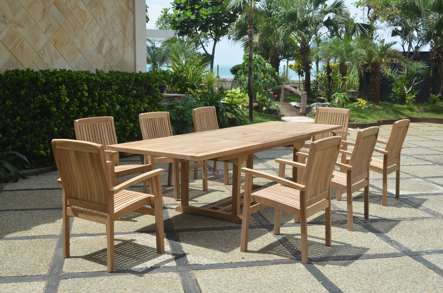Bahama Stackable Sahara 9-Pieces Rectangular Dining Set A — View 3