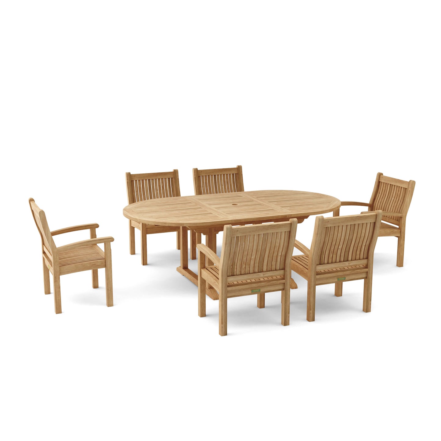 Bahama Sahara Armchair 7-Pieces 87" Oval Dining Set — View 2