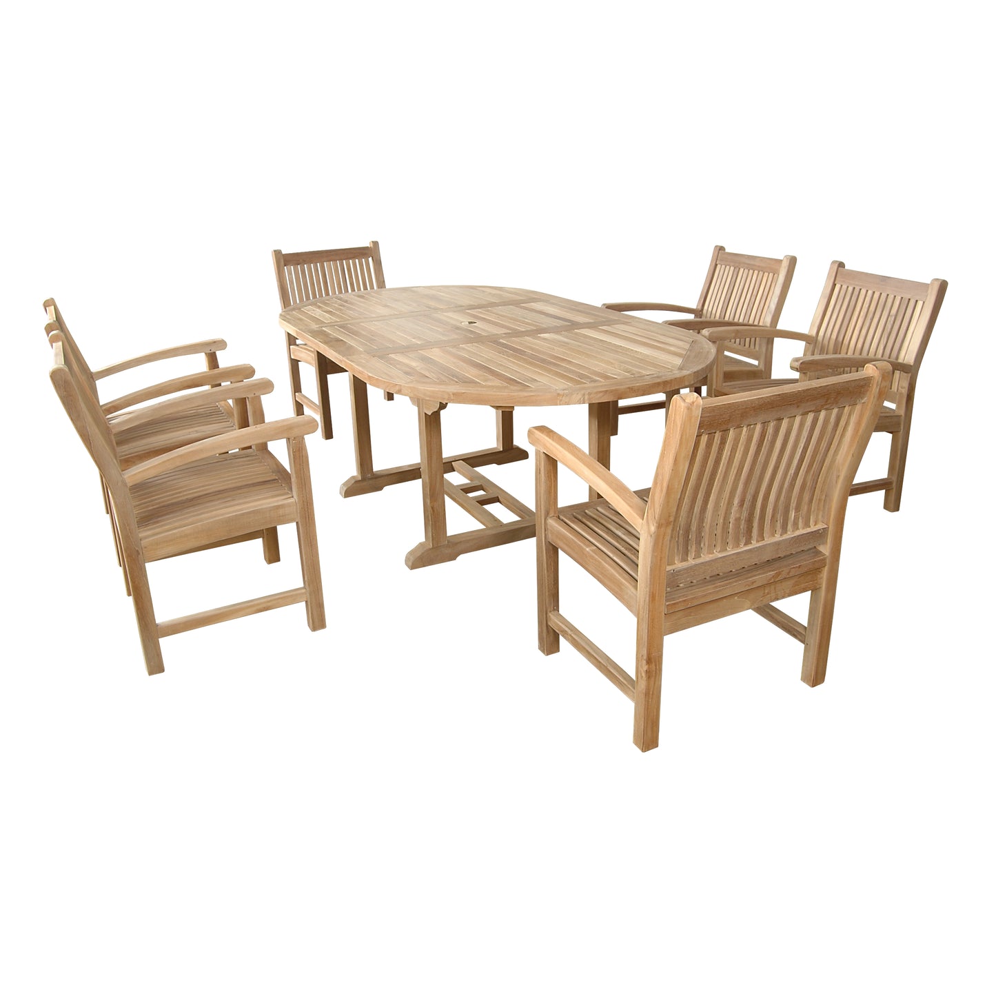 Bahama Sahara Armchair 7-Pieces 87" Oval Dining Set — View 4