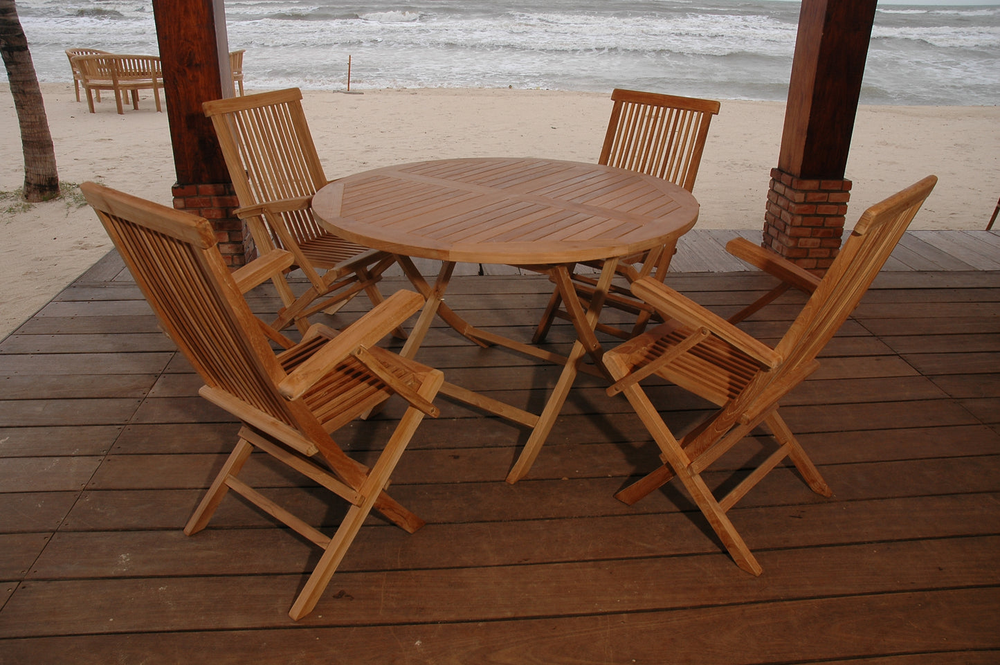 Bahama Classic Folding Armchair 5-Pieces Dining Set — View 4