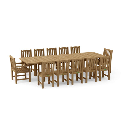 SET-320 13-pc Chelsea Rectangular Double Extension Dining Table Set — View 2