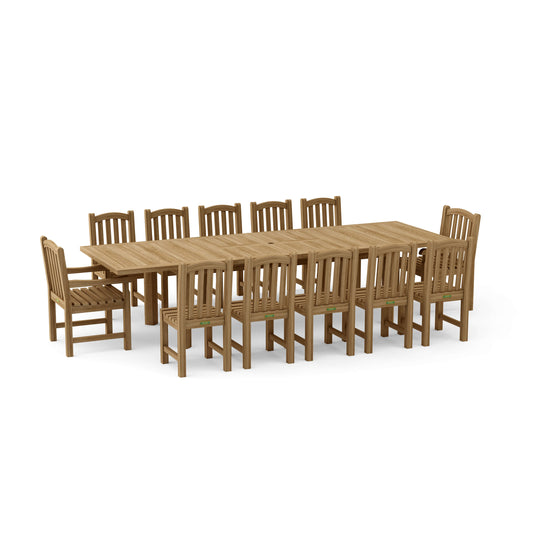 SET-320 13-pc Chelsea Rectangular Double Extension Dining Table Set — View 2
