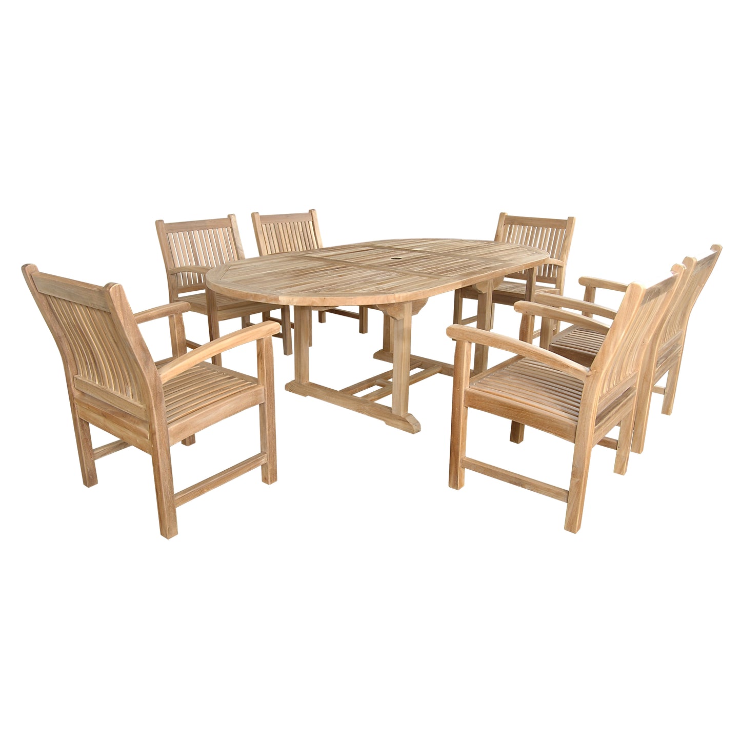 Bahama Sahara Armchair 7-Pieces 87" Oval Dining Set — View 3