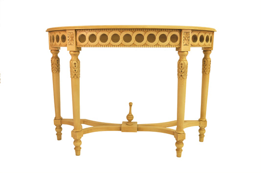 Neoclassical Demilune Console w/ Crackle Finish Table Top