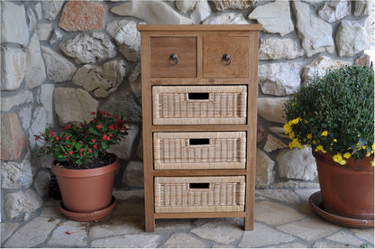 Safari Occasional Table w/ Drawer & Rattan Baskets — View 4
