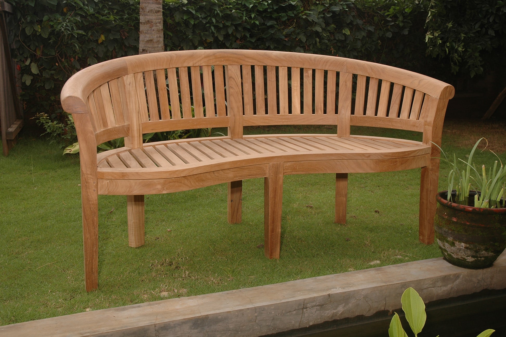 Curve 3 Seater Bench Extra Thick Wood — View 3