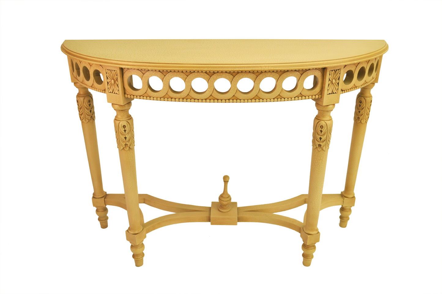 Neoclassical Demilune Console w/ Crackle Finish Table Top — View 2