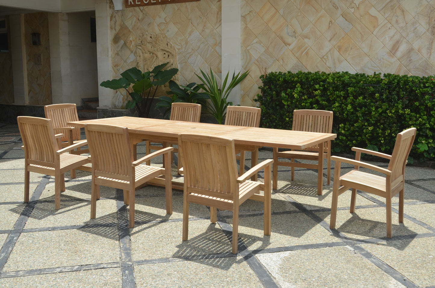 Bahama Stackable Sahara 9-Pieces Rectangular Dining Set A — View 2