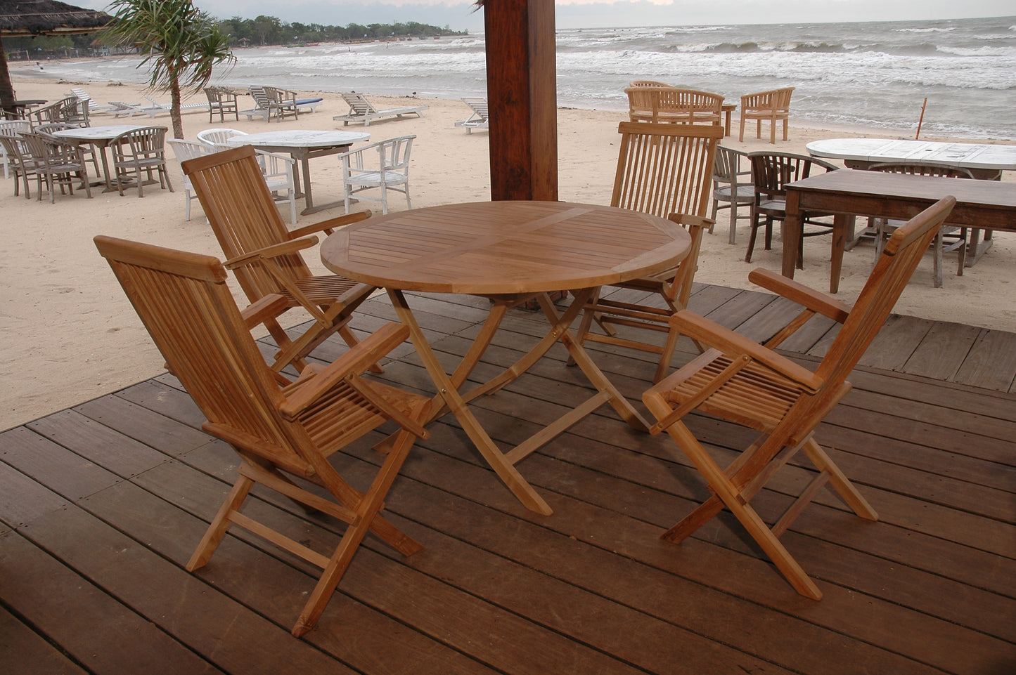 Bahama Classic Folding Armchair 5-Pieces Dining Set — View 3