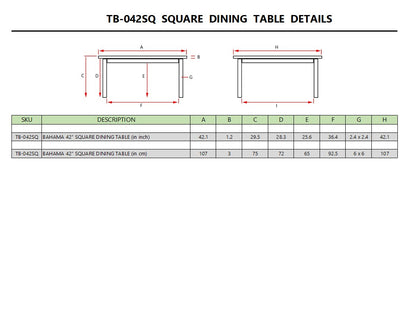Anderson Teak Bahama 42" Square Table | Anderson Teak Bahama Collection