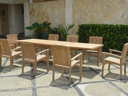 Anderson Teak Bahama Stackable Sahara 9-Piece Rectangular Dining Set A | Anderson Teak Bahama Collection