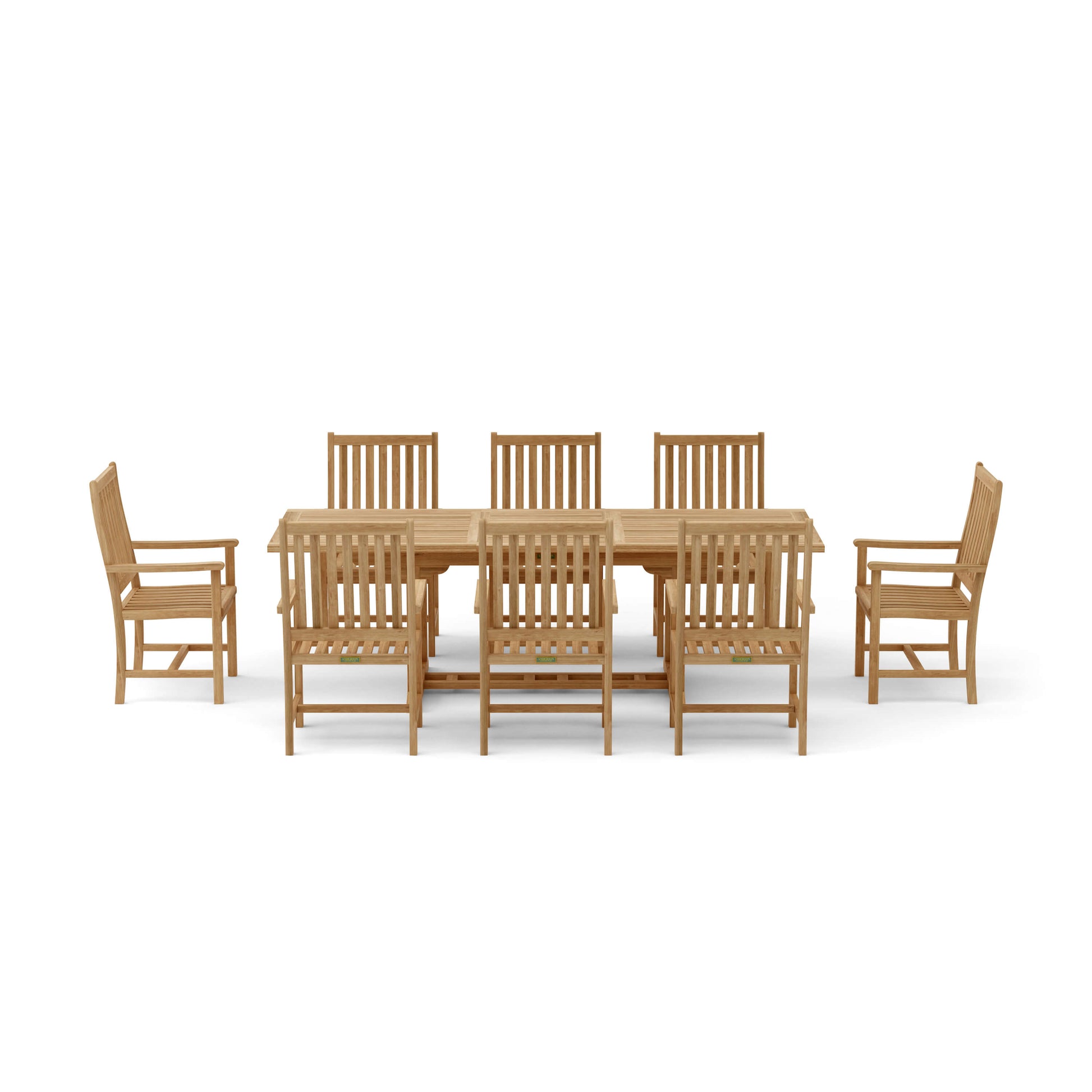 Anderson Teak Bahama Wilshire Armchair 9-Piece Extension Dining Set | Anderson Teak Bahama Collection