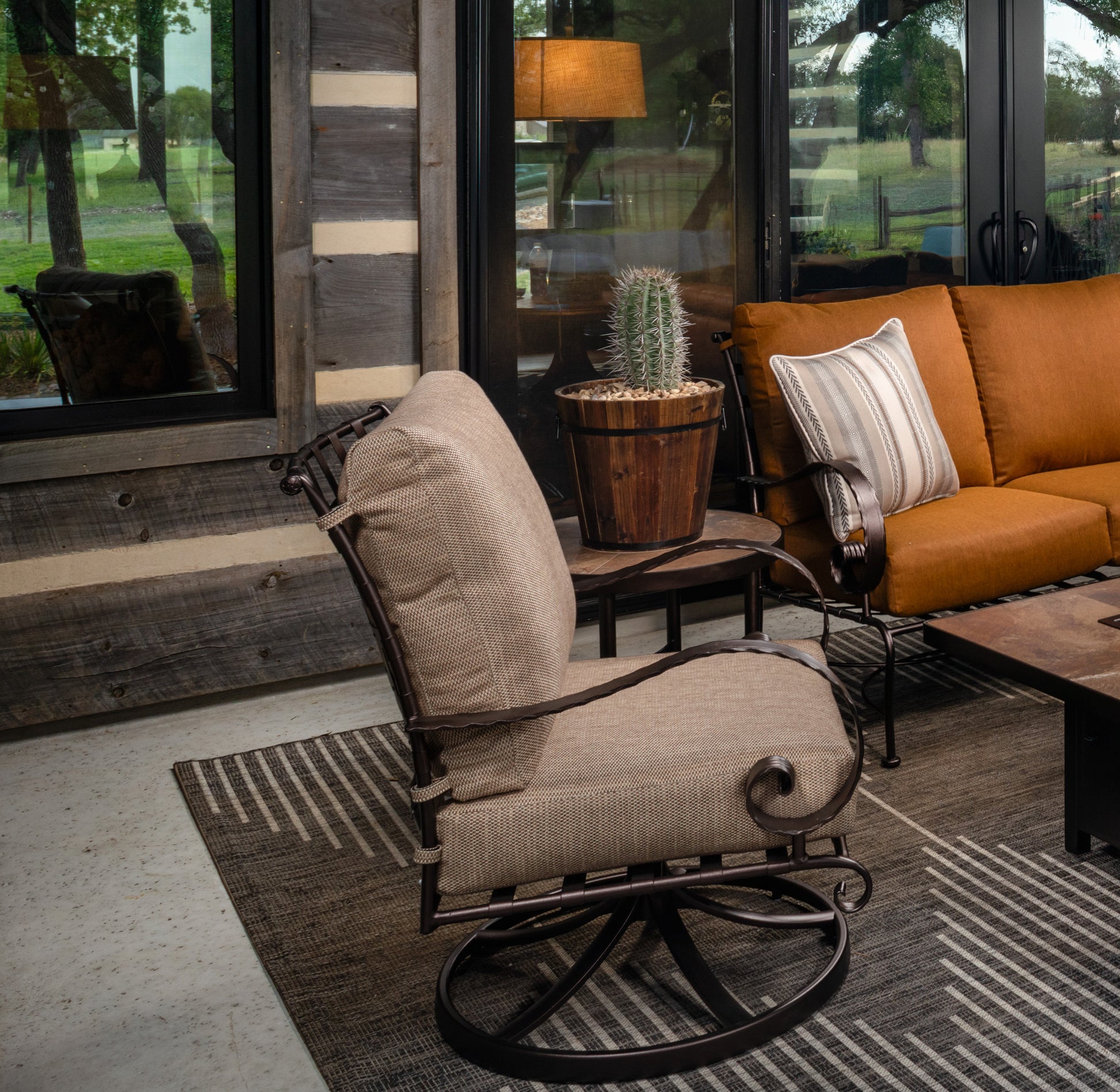 O.W. Lee Avana Sling Swivel Rocker Dining Chair — View 3