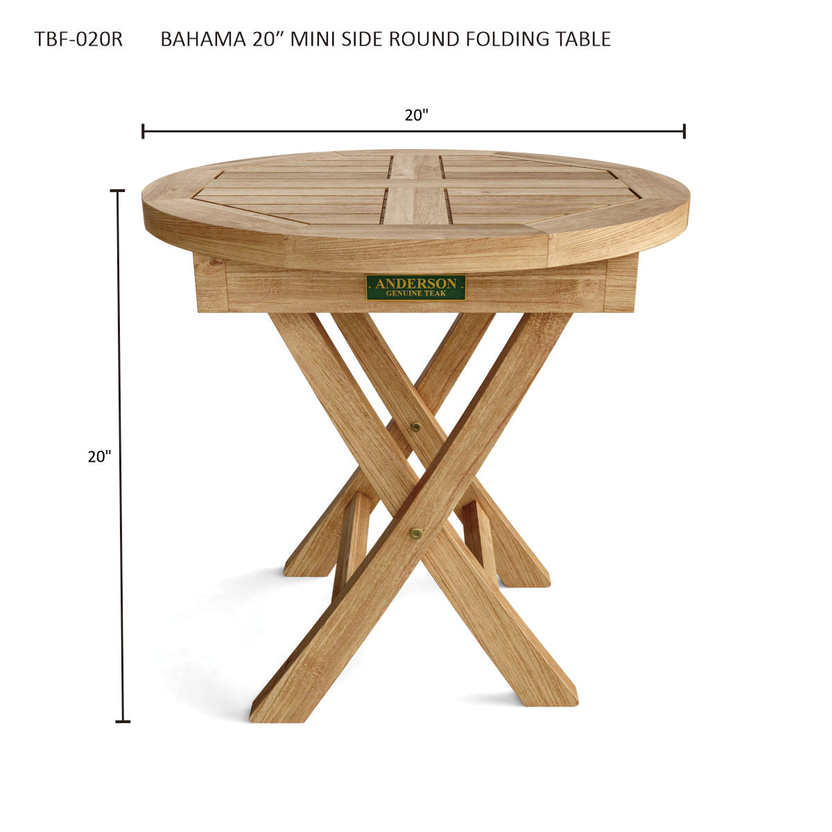 Anderson Teak Bahama 20" Mini Side Round Folding Table | Anderson Teak Bahama Collection